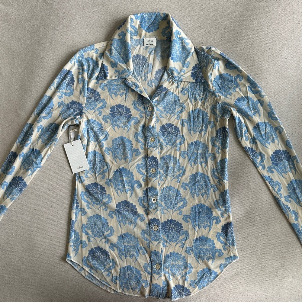 Wilfred Cream and Blue Floral Blouse